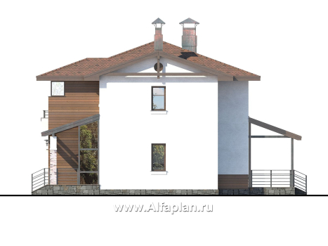 «Тренд» - проект двухэтажного дома из газобетона, с террасой, в современном стиле - превью фасада дома