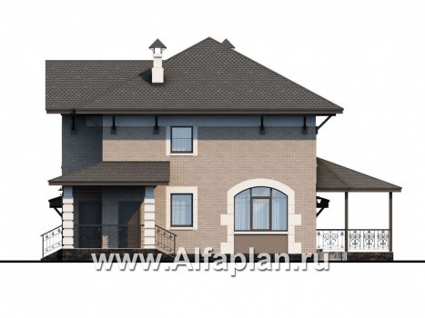 «Фея сирени» - проект двухэтажного дома, открытая планировка, с террасой и с гаражом,  в стиле эклектика - превью фасада дома