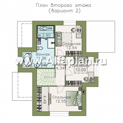 «Малая Родина» - проект дома с мансардой, открытая планировка, в стиле эклектика - превью план дома
