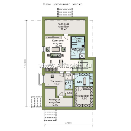 Проекты домов Альфаплан - «Белая ночь»- дом с цокольным этажом для большой семьи - превью плана проекта №1