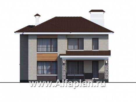 Проекты домов Альфаплан - «Формула успеха» - загородный дом с удобной планировкой - превью фасада №4