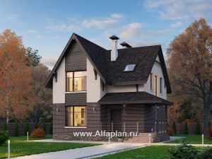 Проекты домов Альфаплан - «Оптима»- стильный современный дом из кирпичей или газобетона - превью основного изображения