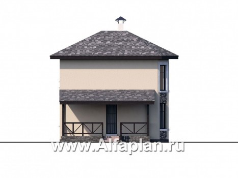 Проекты домов Альфаплан - "Озерный" - проект каркасной дачи с террасой - превью фасада №3