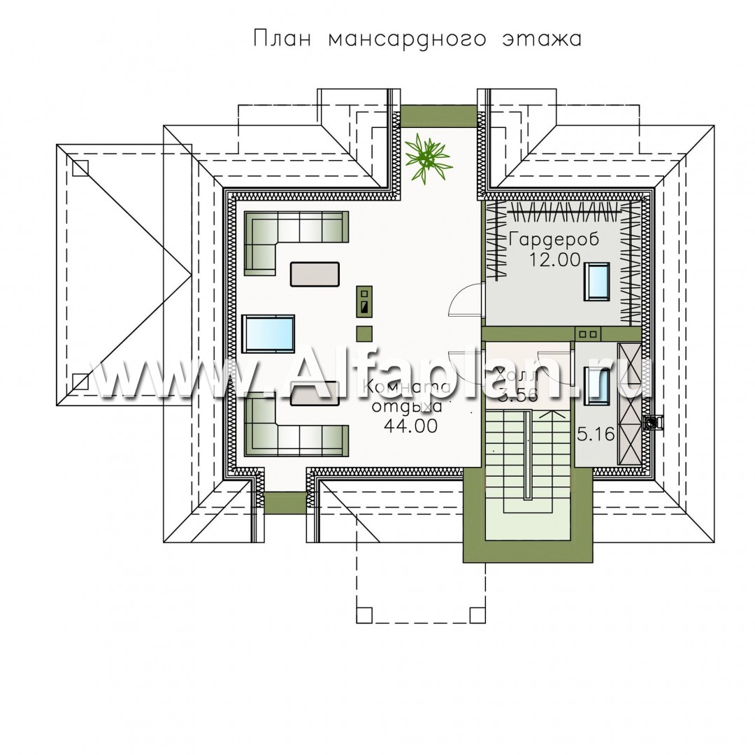 Проекты домов Альфаплан - «Разумовский» - элегантный загородный коттедж с террасой - план проекта №3
