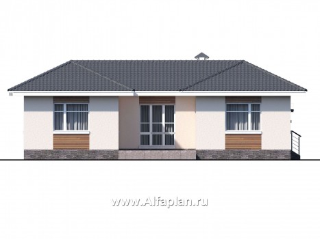 Проекты домов Альфаплан - "Атриум" - одноэтажный коттедж с внутренним двориком - превью фасада №3
