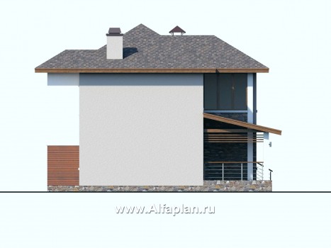 Проекты домов Альфаплан - «Траектория» - современный, компактный дом - превью фасада №3