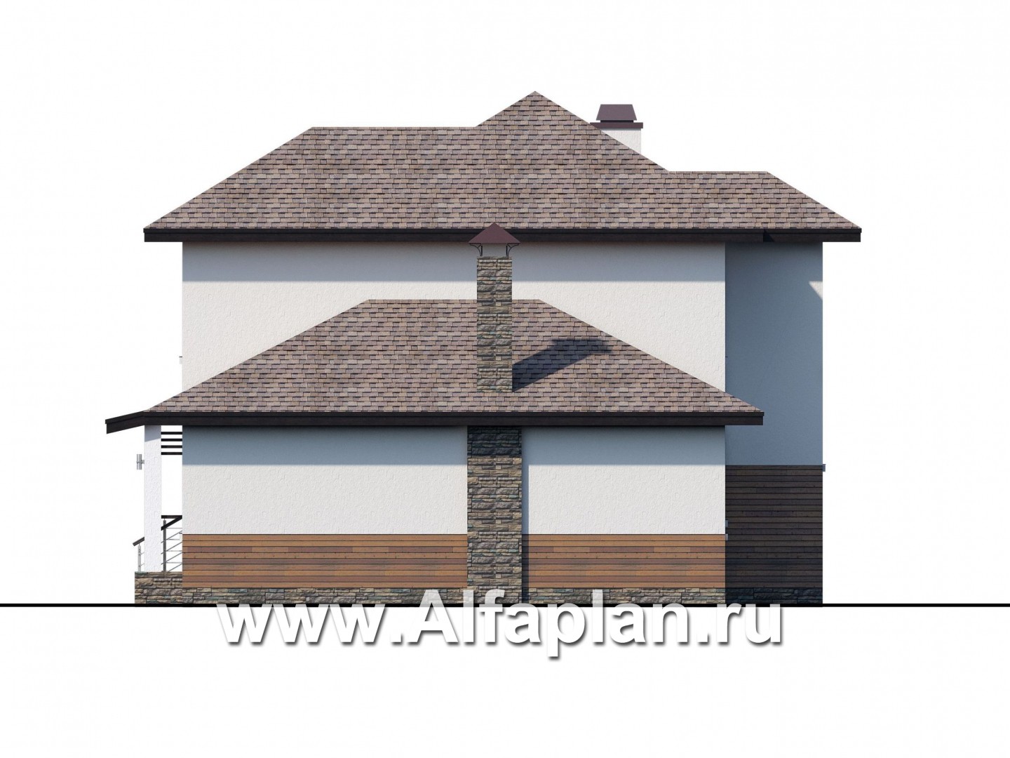 Проекты домов Альфаплан - "Одер" - стильный двухэтажный коттедж из газобетона - изображение фасада №2