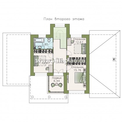 Проекты домов Альфаплан - "Одер" - стильный двухэтажный коттедж из газобетона с гаражом-навесом - превью плана проекта №3