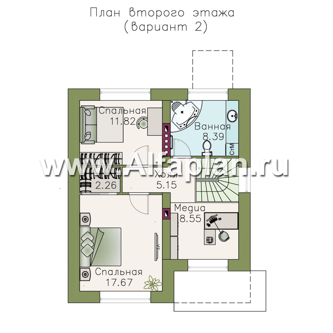 Проекты домов Альфаплан - «Оптима»- стильный небольшой дом - изображение плана проекта №3