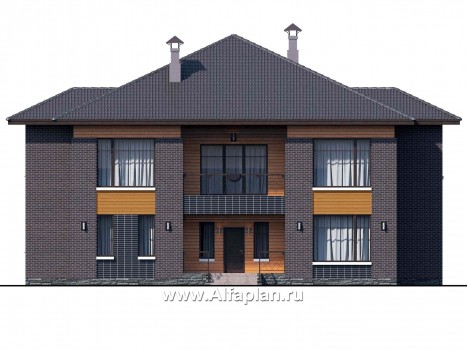 «Дунай» — проект двухэтажного дома, вилла с двусветной гостиной, баварская кладка - превью фасада дома