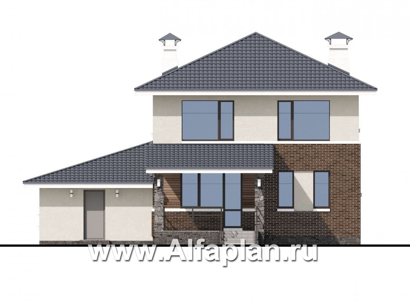 Проекты домов Альфаплан - «Вламинк» - очень удобный современный дом с гаражом - изображение фасада №4