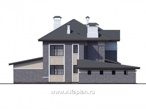 Проекты домов Альфаплан - «Арно» - классический особняк с большим гаражом и бассейном - превью фасада №3