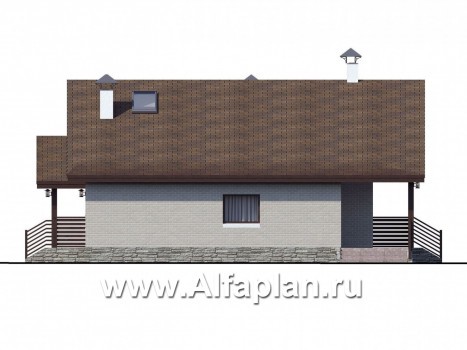 Проекты домов Альфаплан - Кирпичный дом «Моризо» - шале с двусветной гостиной - превью фасада №3