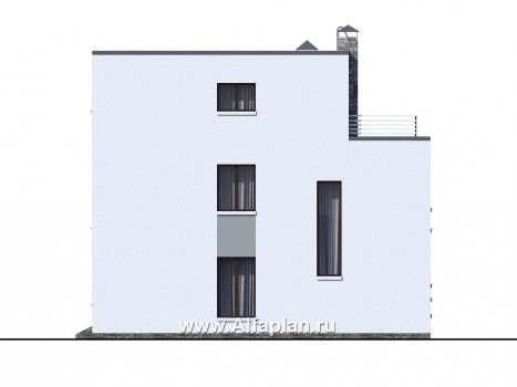 «Гоген» - проект двухэтажного дома из газобетона, с террасой, стиль баухаус с эксплуатируемой кровлей - превью фасада дома