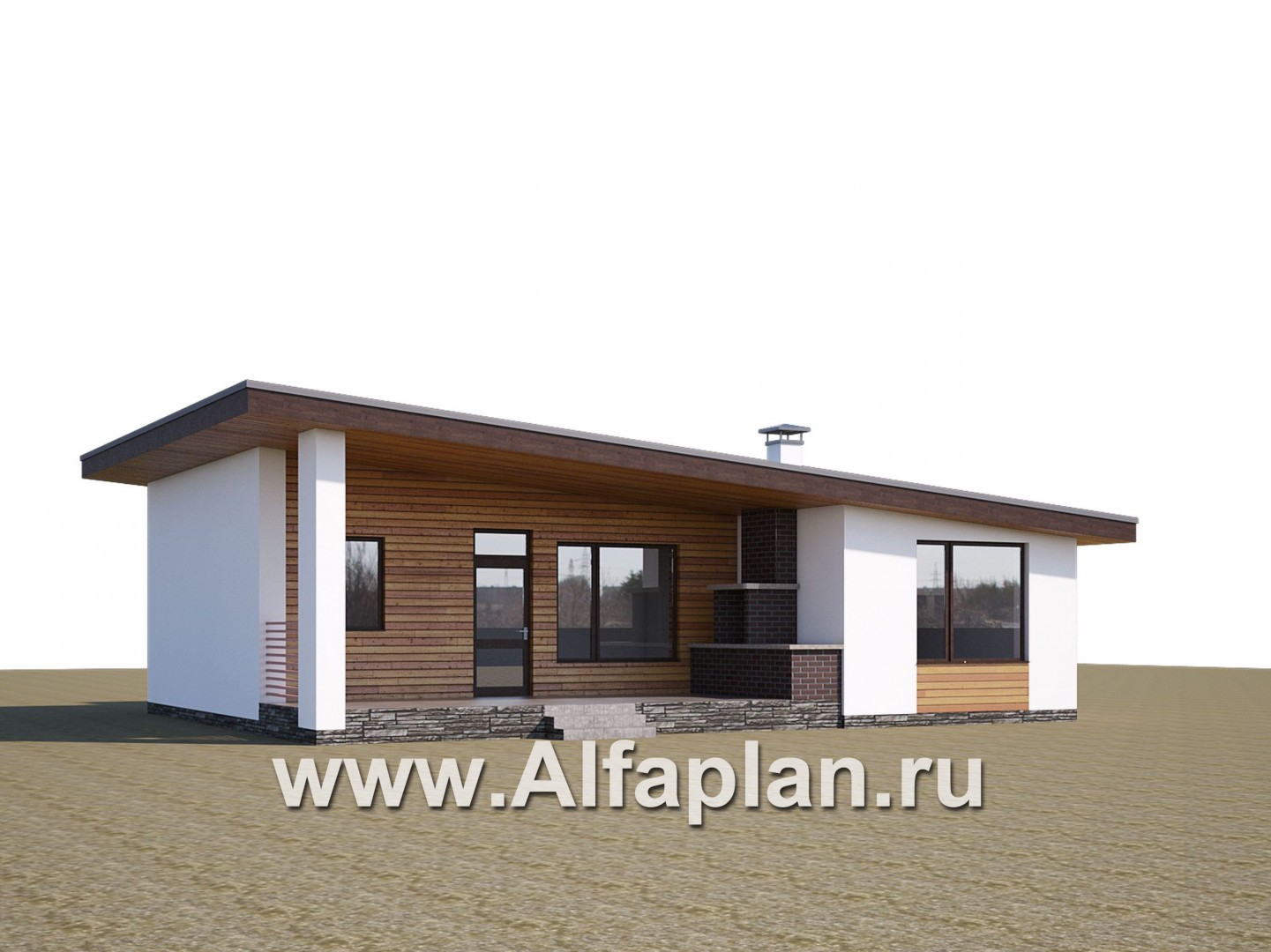 Проекты домов Альфаплан - «Вита» - загородный каркасный дом с террасой - дополнительное изображение №1