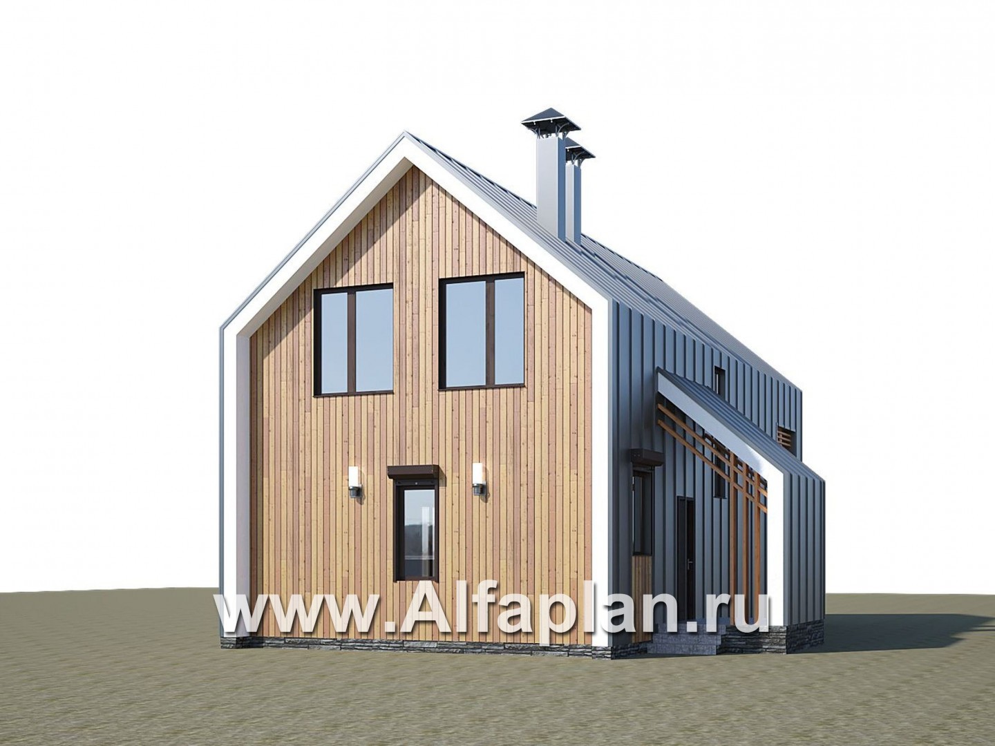 Проекты домов Альфаплан - «Сигма» - стильный двухэтажный каркасный дом - дополнительное изображение №2