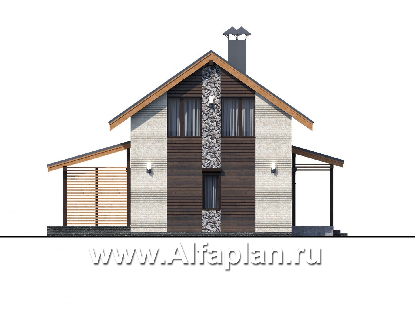 Проекты домов Альфаплан - «Сигма» - небольшой дом с сауной на первом этаже - изображение фасада №4