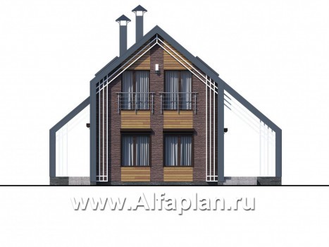 Проекты домов Альфаплан - «Тау» - двухэтажный дом с фальцевыми фасадами и кровлей - превью фасада №1