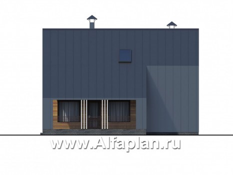 Проекты домов Альфаплан - «Тау» - двухэтажный дом с фальцевыми фасадами и кровлей - превью фасада №2
