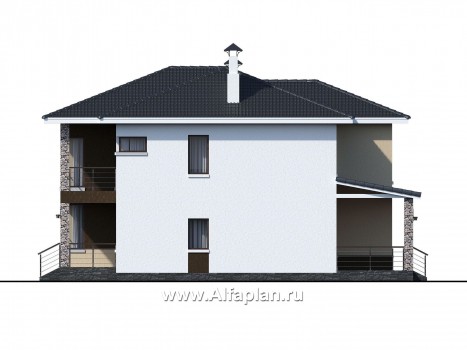 Проекты домов Альфаплан - «Формула успеха» - современный коттедж с угловыми окнами - превью фасада №2