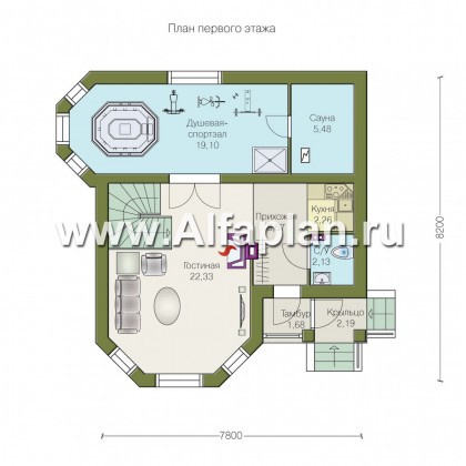 Проекты домов Альфаплан - Дом для отдыха со студией в мансарде - превью плана проекта №1