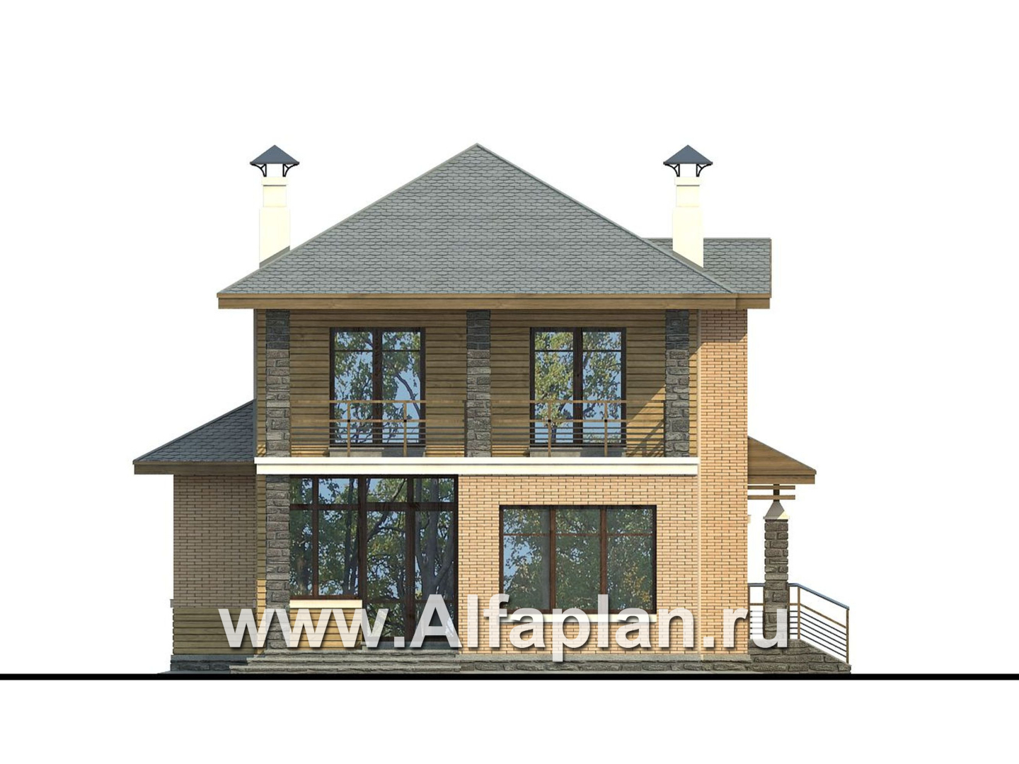 Проекты домов Альфаплан - «Оникс» - компактный двухэтажный дом для небольшого участка - изображение фасада №4