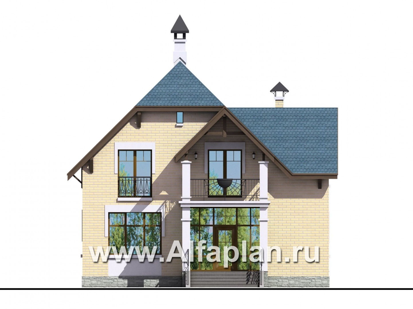 Проекты домов Альфаплан - «Дачный комфорт» - коттедж для отдыха и проживания - изображение фасада №1