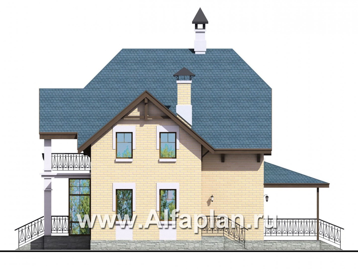 Проекты домов Альфаплан - «Дачный комфорт» - коттедж для отдыха и проживания - изображение фасада №2