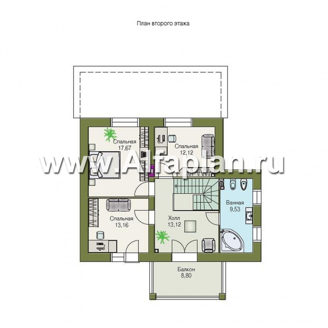 Проекты домов Альфаплан - «Дачный комфорт» - коттедж для отдыха и проживания - план проекта №2