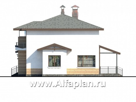 «Тренд» - проект двухэтажного дома из газобетона, с террасой, навес на 2 авто, в современном стиле - превью фасада дома