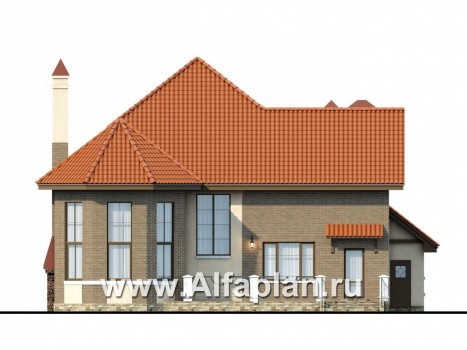 «Гавань» - проект дома с мансардой, с эркером, планировка со вторым светом и лестницей в гостиной, для большой семьи - превью фасада дома