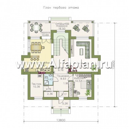 Проекты домов Альфаплан - «Апраксин» -  дом с аристократическим характером - превью плана проекта №1