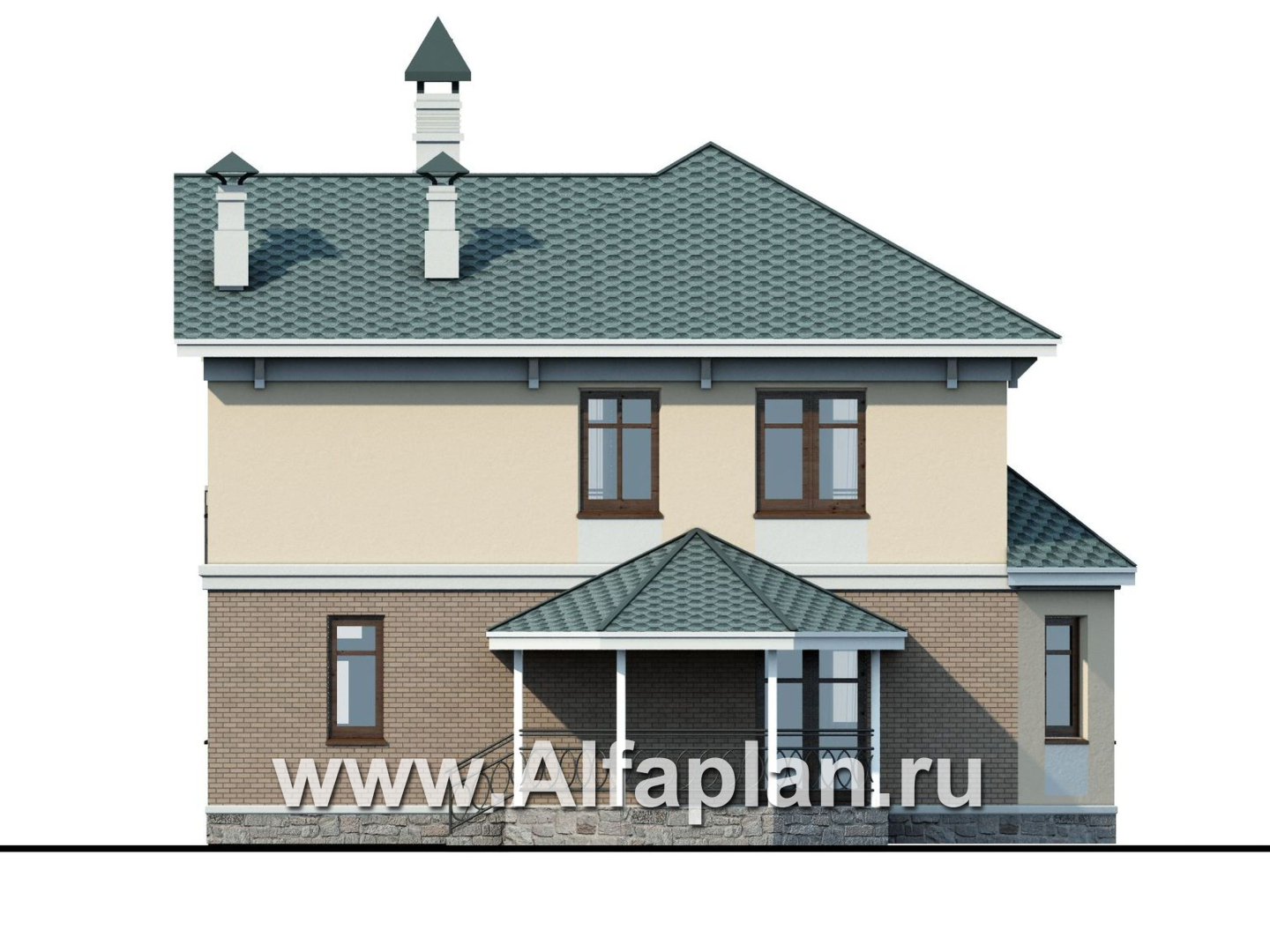 Проекты домов Альфаплан - «Классический»- двухэтажный особняк с эркером - изображение фасада №4