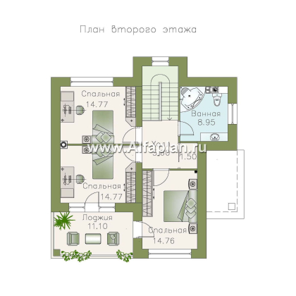 Проекты домов Альфаплан - «Знаменка» — удобный и компактный коттедж - превью плана проекта №2