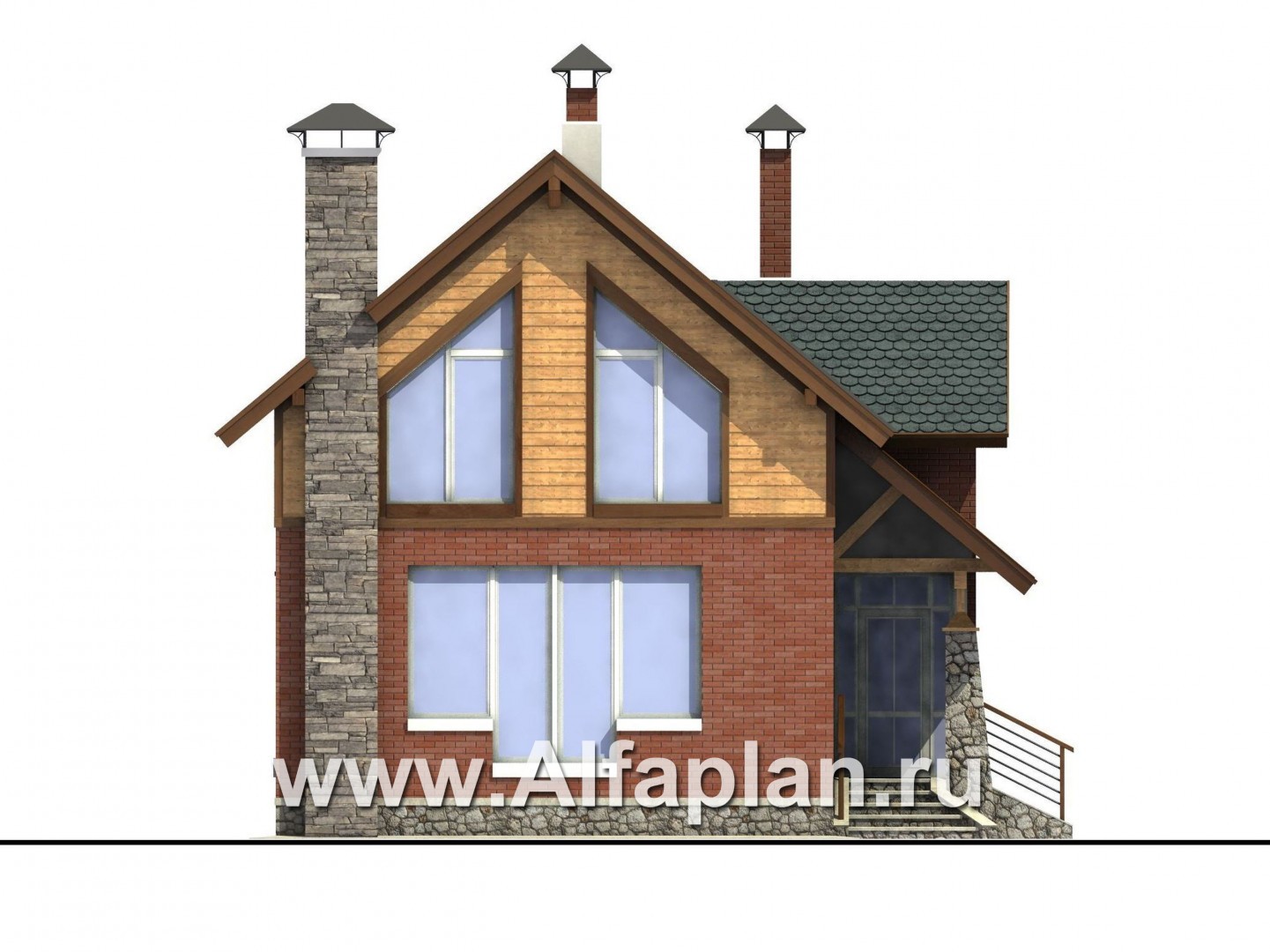 Проекты домов Альфаплан - «Вишневый сад» - проект небольшого дома или дачи - изображение фасада №1