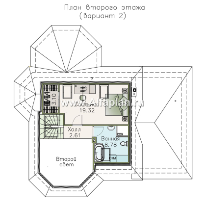 Проекты домов Альфаплан - «Душечка» - небольшой дом с мансардой и гаражом - превью плана проекта №3