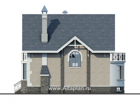 Проекты домов Альфаплан - «Стелла Плюс» — компактный дом с цокольным этажом - превью фасада №2
