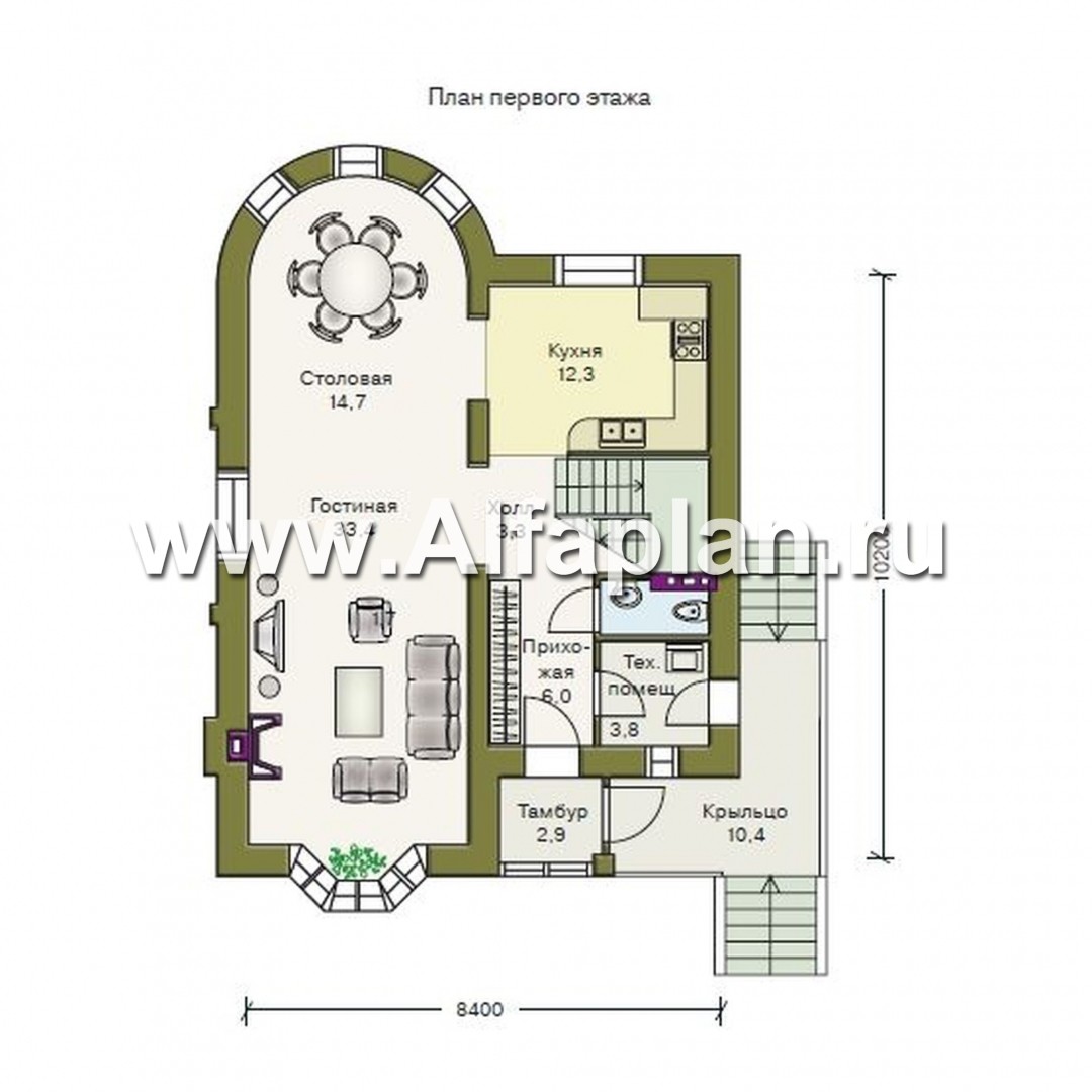 Проекты домов Альфаплан - «Ретростилиса» - проект экономичного дома для небольшого участка - изображение плана проекта №1