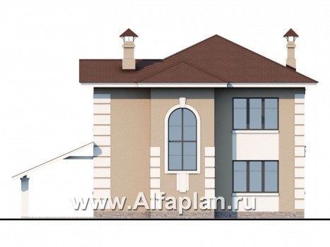 Проекты домов Альфаплан - «Знаменка»- удобный коттедж с навесом для машины - превью фасада №4