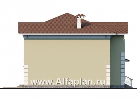 Проекты домов Альфаплан - «Кваренги» - классический коттедж с террасой и просторной лоджией - превью фасада №3