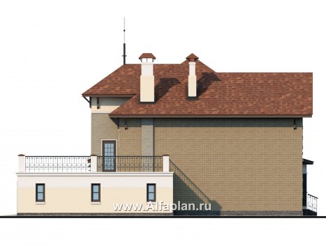 «Маленький принц»-проект двухэтажного дома, с эркером и с террасой, планировка с кабинетом на 1 эт, с террасой над гаражом - превью фасада дома