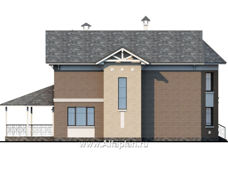 «Clever» - проект двухэтажного дома, планировка с эркером и кабинетом на 1 эт, с террасой - превью фасада дома