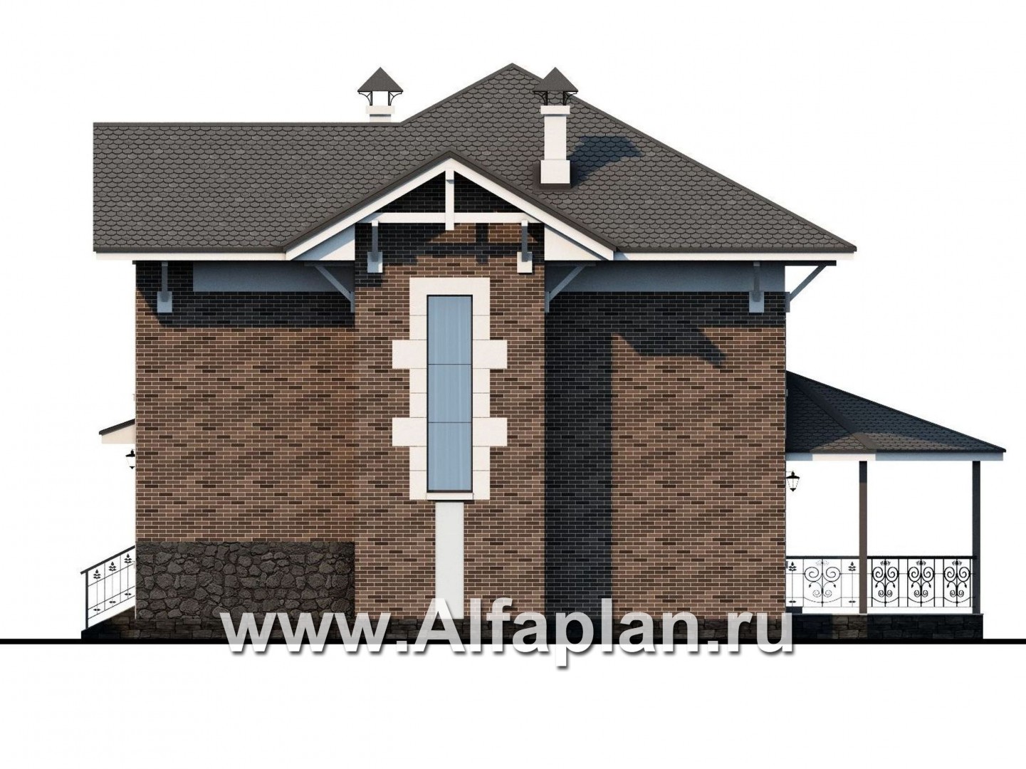 Проекты домов Альфаплан - «Фея сирени» — изящный дом для небольшого участка - изображение фасада №2