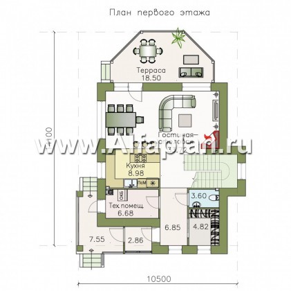 Проекты домов Альфаплан - «Фея сирени» — изящный дом для небольшого участка - превью плана проекта №1