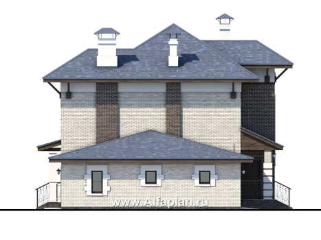 Проекты домов Альфаплан - «Виконт»- двухэтажный дом с гаражом и отличной планировкой - превью фасада №3