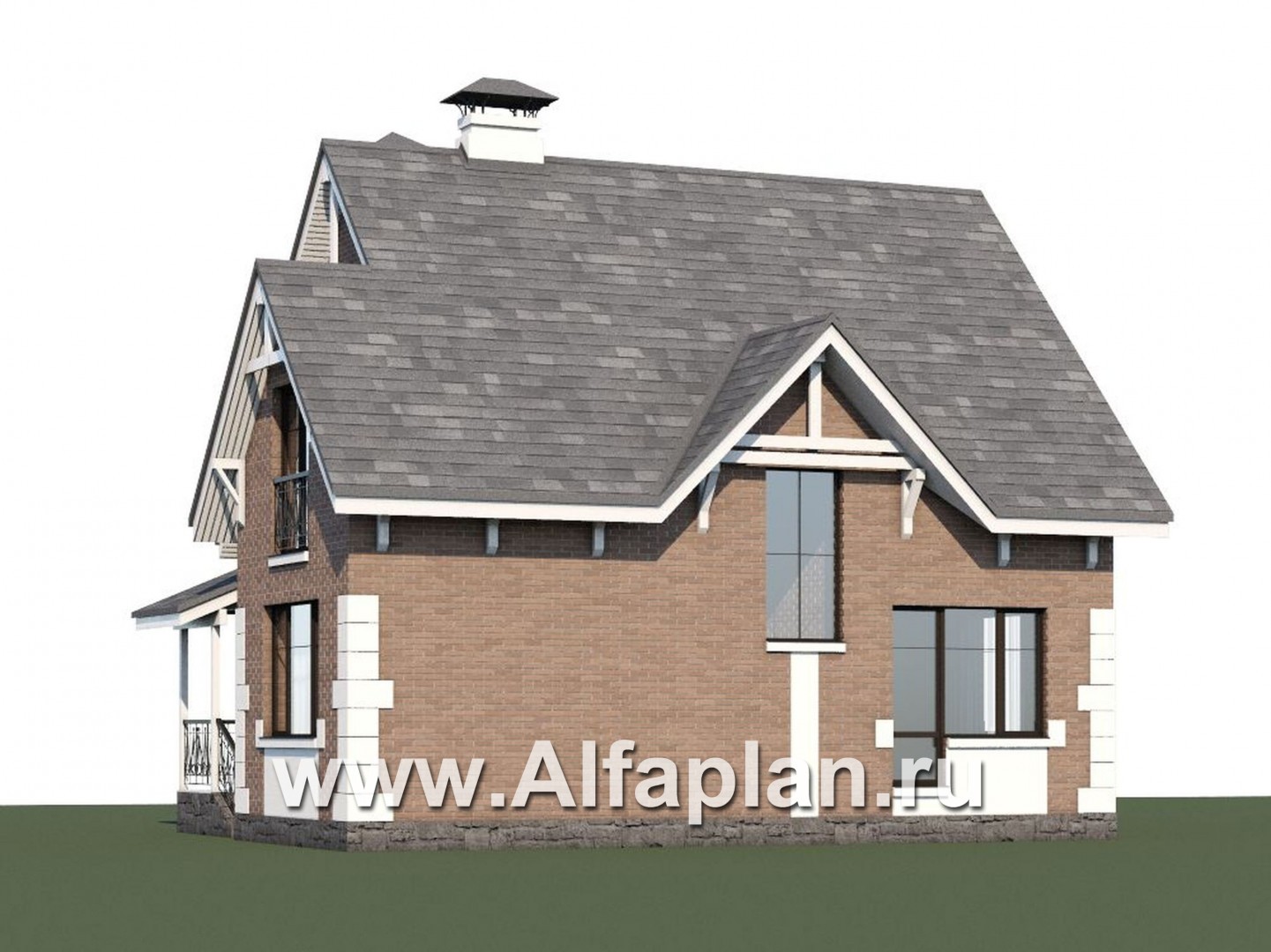 Проекты домов Альфаплан - Кирпичный дом «Боспор» с мансардой - дополнительное изображение №1