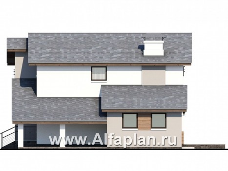 Проекты домов Альфаплан - «Солнечный» - современный, компактный и комфортный дом - превью фасада №2