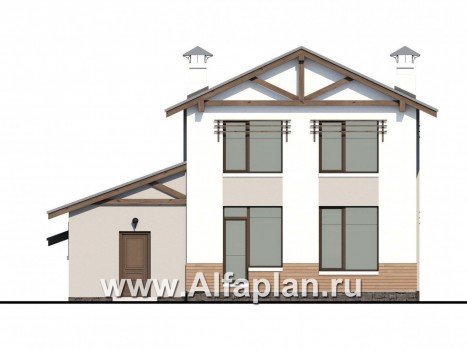 Проекты домов Альфаплан - «Солнечный» - современный, компактный и комфортный дом - превью фасада №4