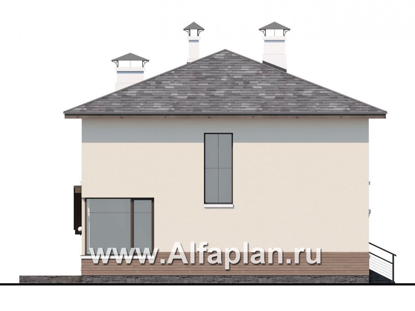 Проекты домов Альфаплан - «Эволюция» - удобный современный коттедж - изображение фасада №3
