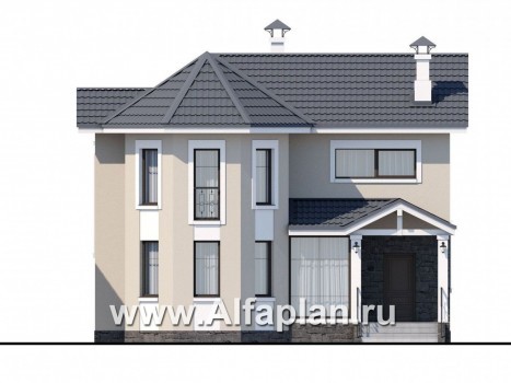 «Веста» - проект двухэтажного дома, с эркером, планировка с гостевой на 1 эт - превью фасада дома